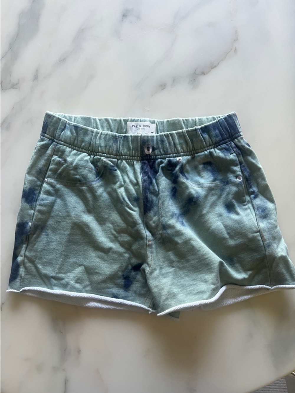 rag & bone Miramar Navy Tie-Dye Jean Shorts